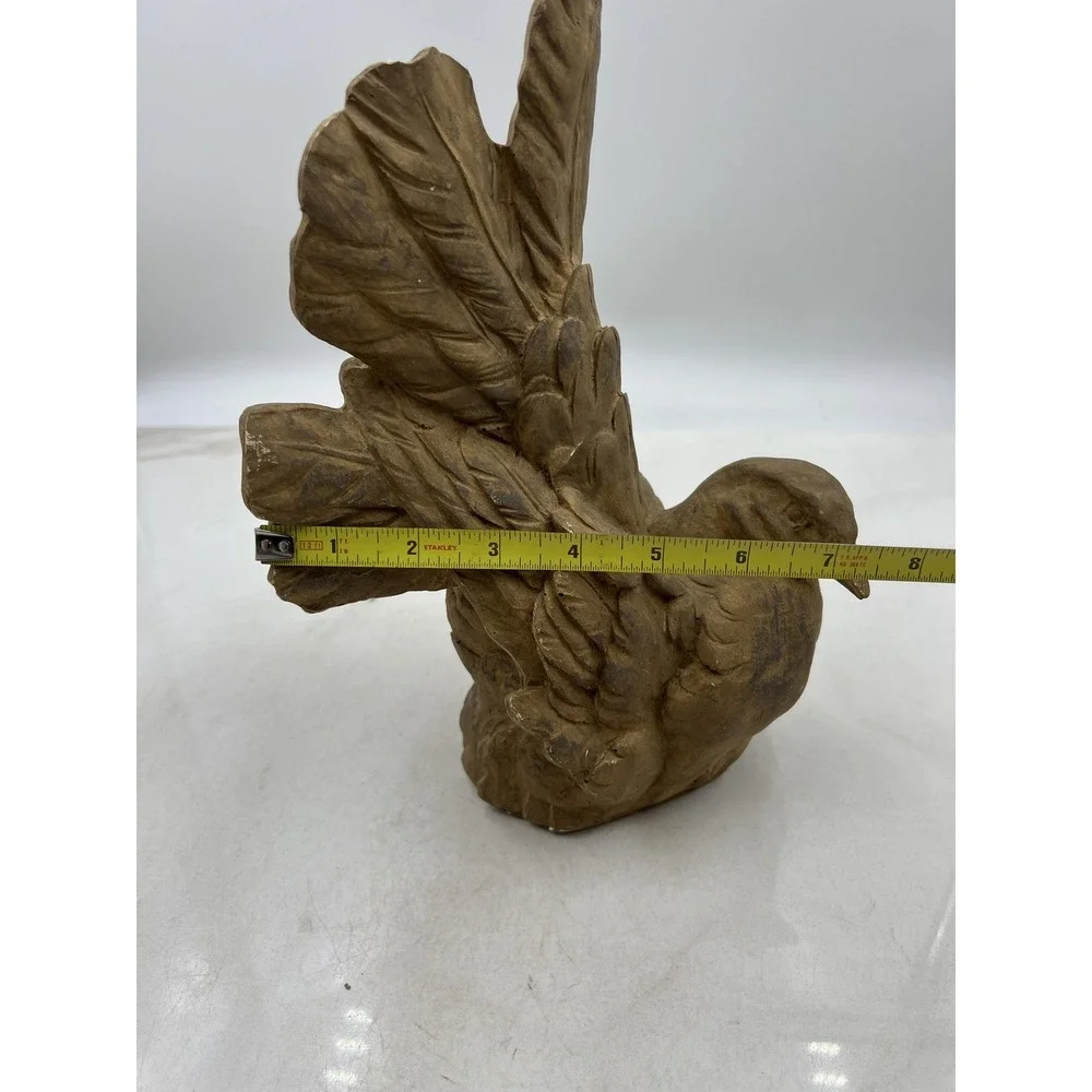 Vintage Handmade Plaster Bird Figurine Decorative Sculpture 10in Tall Rustic Art
